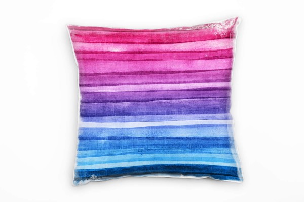 Abstrakt, blau, lila, pink, Streifen Deko Kissen 40x40cm für Couch Sofa Lounge Zierkissen