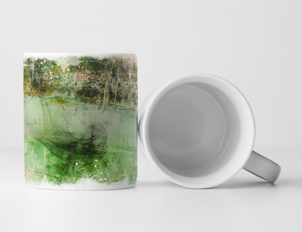 Tasse Geschenk Abstrakt Retro Optik mit Schrift, braun und grün