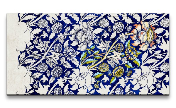 Remaster 120x60cm William Morris Weltberühmt Blumenmuster Sonnenblumen Blau Dekorativ