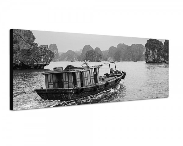150x50cm Vietnam Meer Felsen Boot Morgenlicht