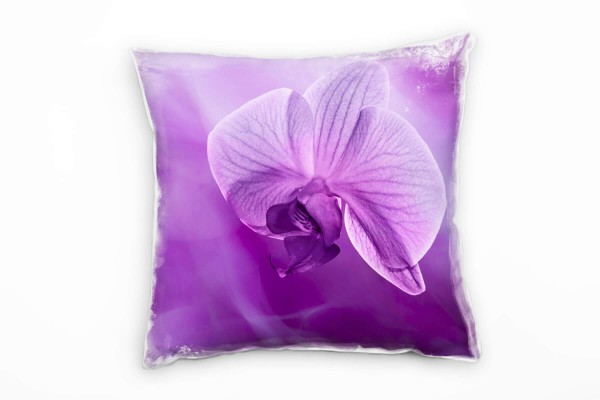 Blumen, lila, Orchidee, Nah Deko Kissen 40x40cm für Couch Sofa Lounge Zierkissen