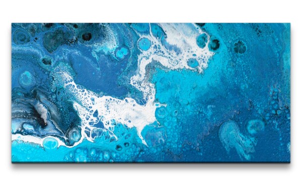 Leinwandbild 120x60cm Fließende Farben Abstrakt Dekorativ Modern Blau