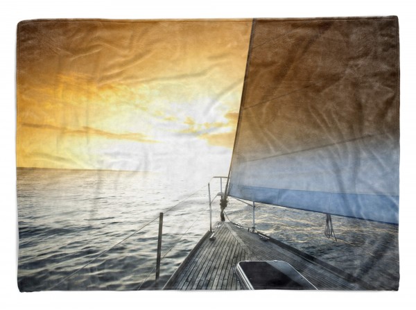 Handtuch Strandhandtuch Saunatuch Kuscheldecke mit Fotomotiv Segelboot Segel So