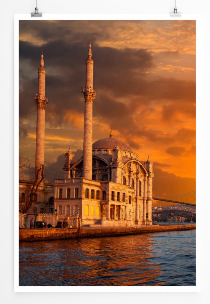 90x60cm Poster Ortakoy Moschee bei Sonnenuntergang