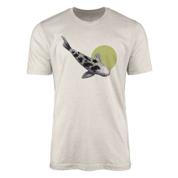 Herren Shirt 100% gekämmte Bio-Baumwolle T-Shirt Koi Karpfen Wasserfarben Motiv Nachhaltig Ökomode