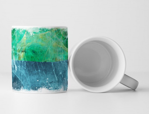Tasse Geschenk grün/blau; zweifarbig, Abstraktion