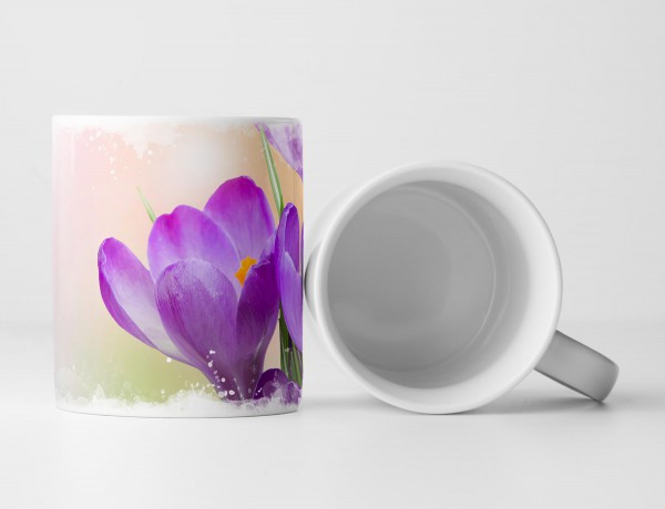 Tasse Geschenk Naturfotografie – Violette Krokusse