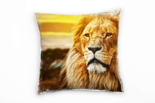 Tiere, braun, Löwe, Portrait, Afrika Deko Kissen 40x40cm für Couch Sofa Lounge Zierkissen