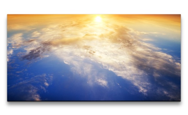 Leinwandbild 120x60cm Erde Wolken Himmel Sonne Reflexion Wunderschön