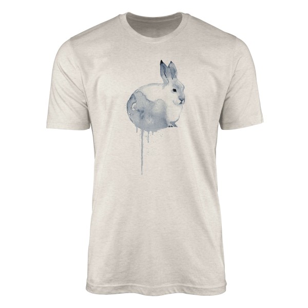 Herren Shirt 100% gekämmte Bio-Baumwolle T-Shirt Aquarell Schneehase Motiv Nachhaltig Ökomode aus e