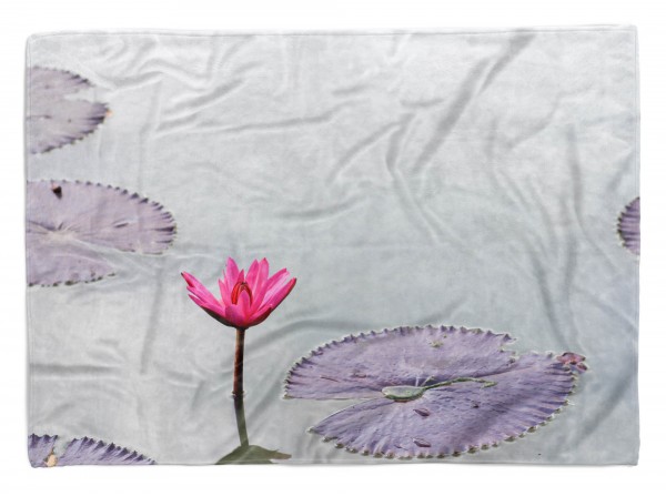 Handtuch Strandhandtuch Saunatuch Kuscheldecke mit Fotomotiv Lotus Blume Wasser
