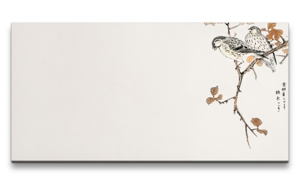 Remaster 120x60cm Wunderschöne traditionell japanische Kunst Zeitlos Minimalistisch Vögel Frühling