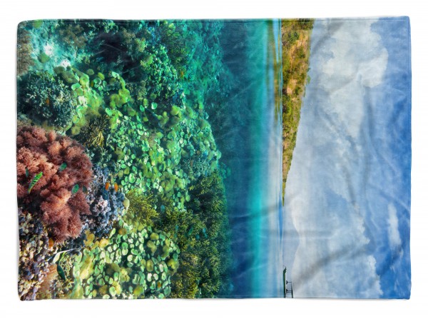 Handtuch Strandhandtuch Saunatuch Kuscheldecke mit Fotomotiv unter Wasser Koral