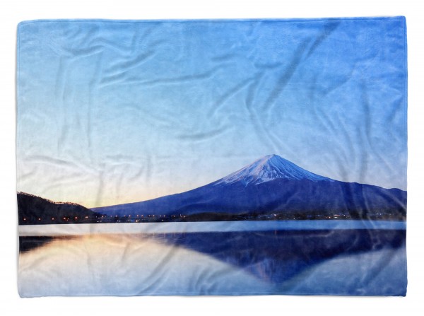 Handtuch Strandhandtuch Saunatuch Kuscheldecke mit Fotomotiv Fuji Vulkan Japan See