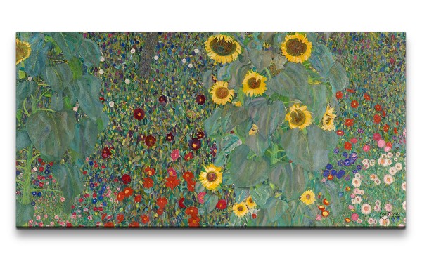Remaster 120x60cm Gustav Klimt's Sonnenblumen zeitlose Kunst Vintage Kult Jugendstil