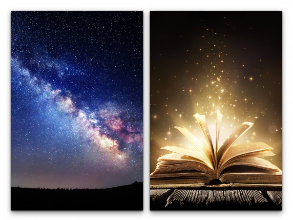 2 Bilder je 60x90cm Milchstraße Galaxie Buch Fantasie Träumerisch Zauberhaft Sterne