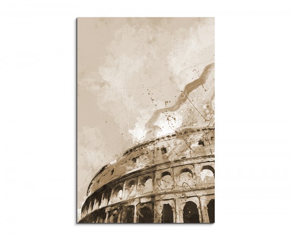 Rom Kolosseum 90x60cm Aquarell Art Leinwandbild Sepia