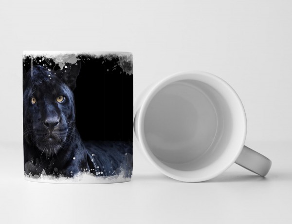Tasse Geschenk Tierfotografie – Seltener schwarzer Jaguar
