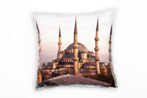 Urban und City, sepia, blaue Moschee, Istanbul Deko Kissen 40x40cm für Couch Sofa Lounge Zierkissen