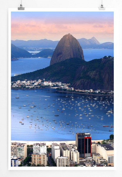 Landschaftsfotografie 60x90cm Poster Rio De Janeiro in der Abendsonne Brasilien