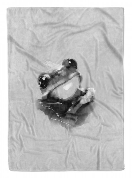 Handtuch Strandhandtuch Saunatuch Kuscheldecke Grau Frosch Motiv Süß