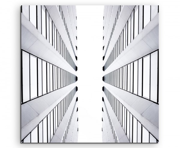 Architektur Fotografie  Zwischen zwei Wolkenkratzern auf Leinwand exklusives Wandbild moderne Fotog
