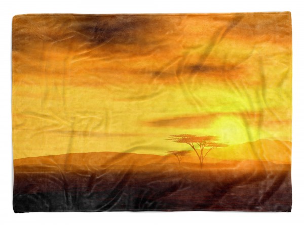 Handtuch Strandhandtuch Saunatuch Kuscheldecke mit Fotomotiv Afrika Savanne Son