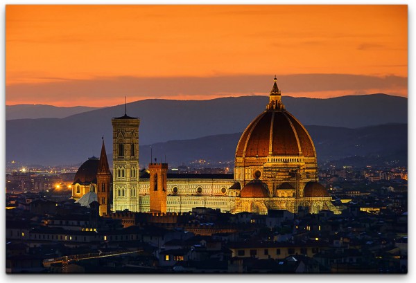 Kathedrale von Florenz bei Nacht Wandbild in verschiedenen Größen