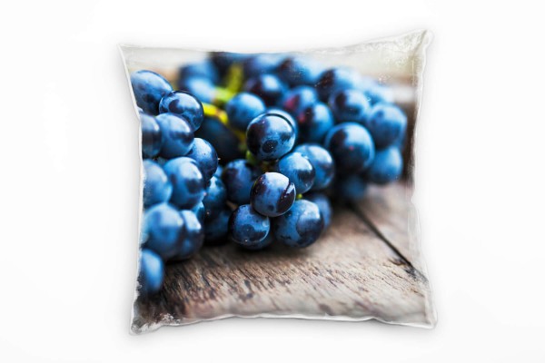 Macro, Weintrauben, blau, braun, grün Deko Kissen 40x40cm für Couch Sofa Lounge Zierkissen