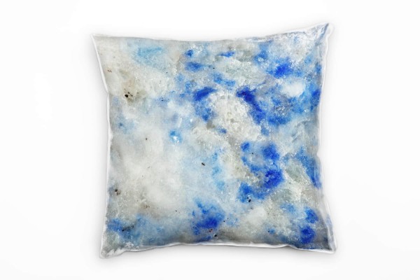 Macro, weiß, blau, Edelstein Deko Kissen 40x40cm für Couch Sofa Lounge Zierkissen