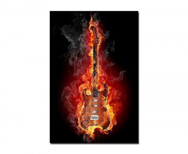 120x60cm Gitarre Feuer Rauch Rock Musik