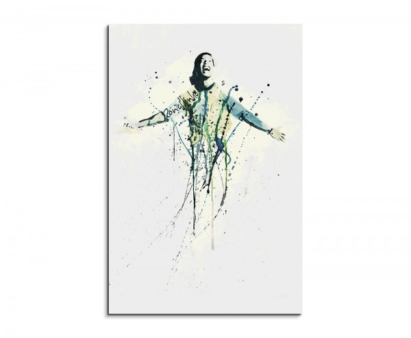 Ronaldinho II 90x60cm Keilrahmenbild Kunstbild Aquarell Art Wandbild auf Leinwand fertig gerahmt Or