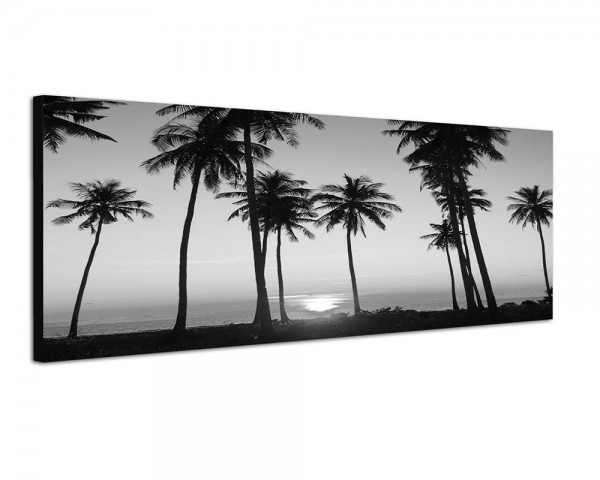 150x50cm Meer Strand Palmen Sonnenuntergang