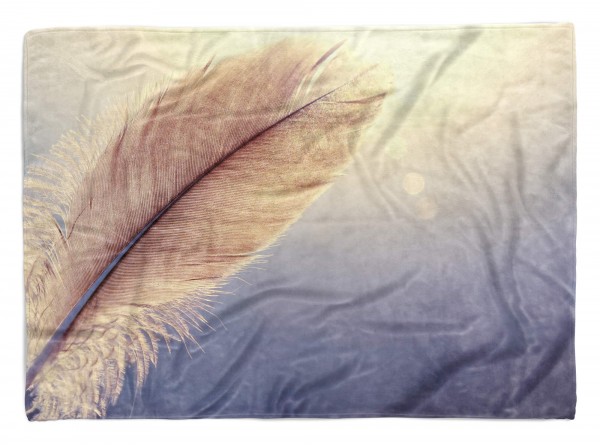 Handtuch Strandhandtuch Saunatuch Kuscheldecke mit Fotomotiv Feder Sonnenstrahl