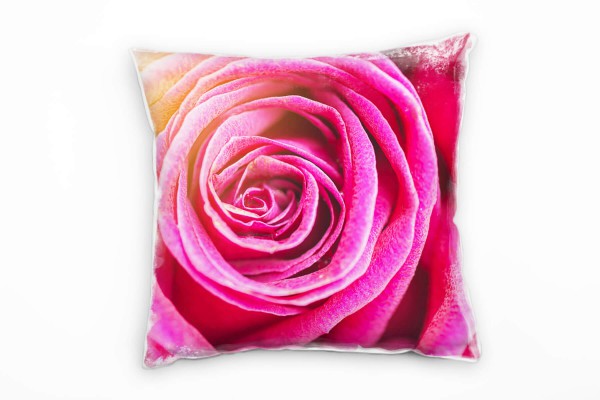 Macro, Blumen, Rose, pink, orange Deko Kissen 40x40cm für Couch Sofa Lounge Zierkissen