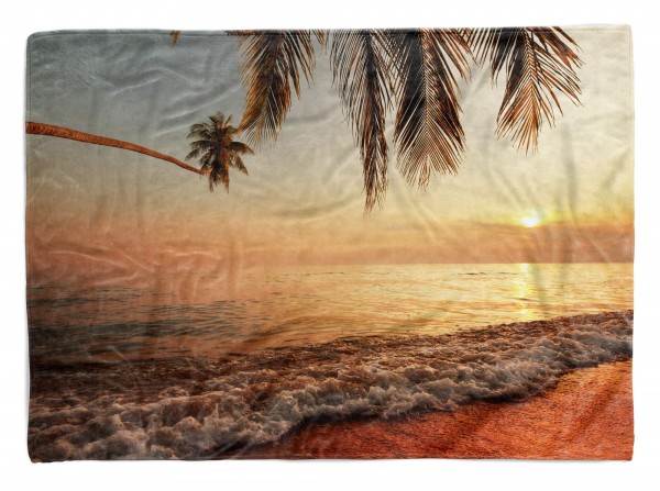 Handtuch Strandhandtuch Saunatuch Kuscheldecke mit Fotomotiv Palme Traumstrand