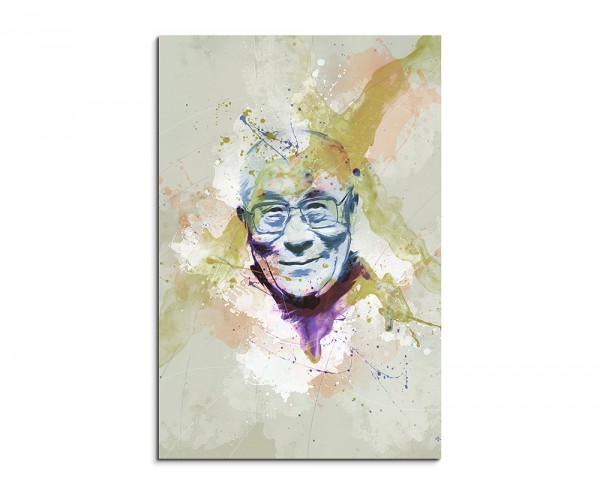 Dalai Lama 90x60cm Aquarell Art Leinwandbild Old