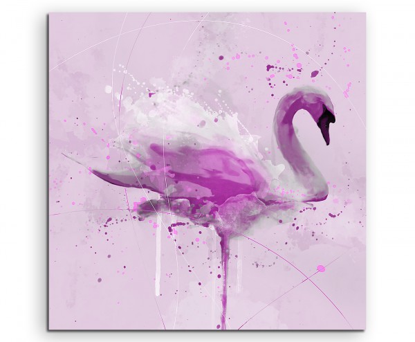 Swan Aqua Rosa 60x60cm Wandbild Aquarell Art