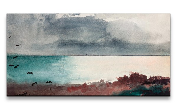 Remaster 120x60cm Winslow Homer weltberühmtes Wandbild Breaking Storm Horizont Meer Natur