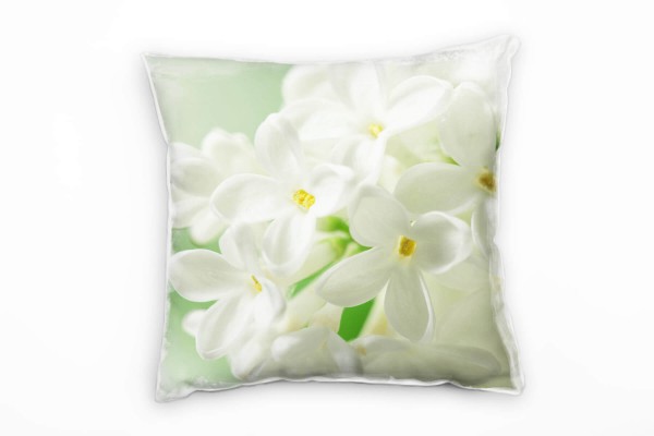 Macro, Blumen, Fliederblüten, weiß, grün, gelb Deko Kissen 40x40cm für Couch Sofa Lounge Zierkissen