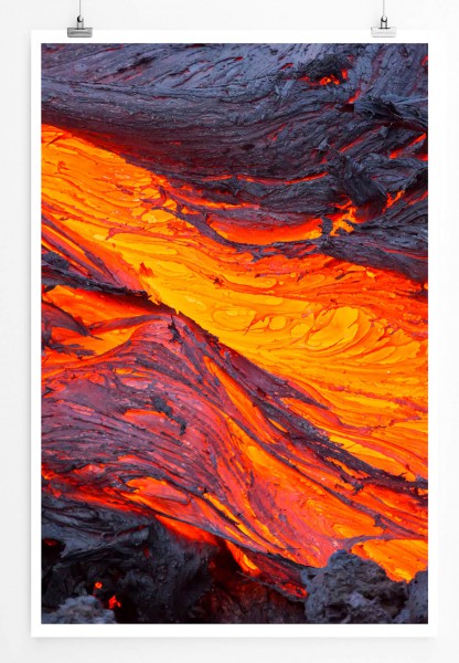 Naturfotografie 60x90cm Poster Flüssige Lava des Tolbachik Vulkans