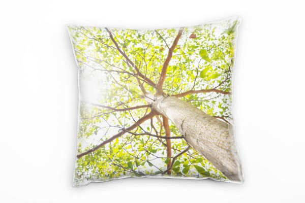 Frühling, Baum von unten, Sonne, grün, braun Deko Kissen 40x40cm für Couch Sofa Lounge Zierkissen