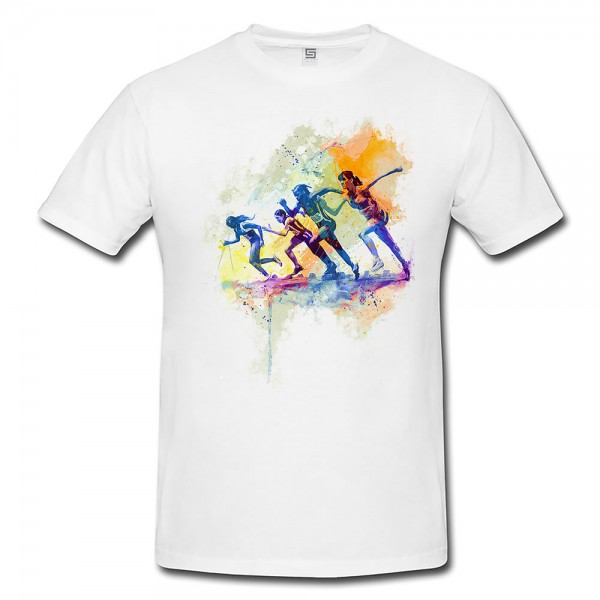 Running V Herren und Damen T-Shirt Sport Motiv aus Paul Sinus Aquarell