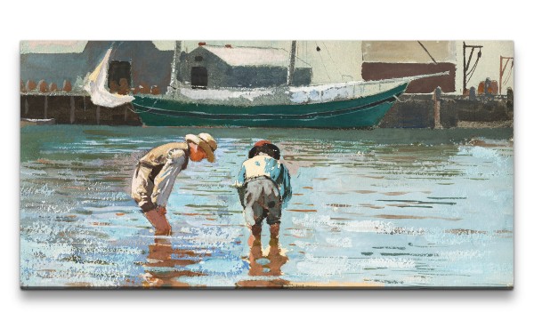 Remaster 120x60cm Winslow Homer weltberühmtes Wandbild Boys Wading Meer Sommer Zeitlos