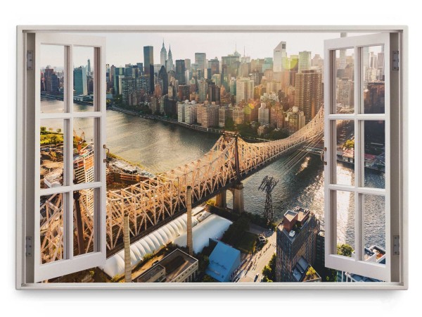 Wandbild 120x80cm Fensterbild New York Brooklyn Bridge Skyline Megacity