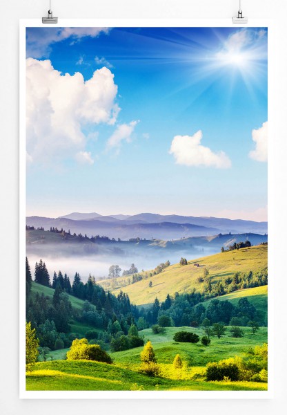 60x90cm Landschaftsfotografie Poster Mittagssonne auf dem Land Ukraine