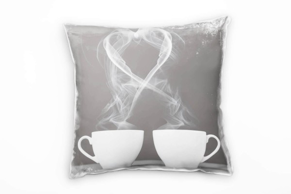 künstlerische Fotografie, Kaffeetassen, Kaffee, Herz, grau Deko Kissen 40x40cm für Couch Sofa Lounge