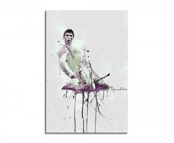 Cristiano Ronaldo III 90x60cm Keilrahmenbild Kunstbild Aquarell Art Wandbild auf Leinwand fertig ge