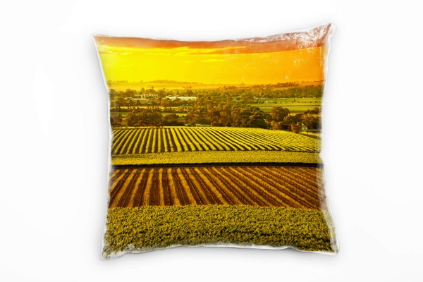 Landschaft, grün, orange, Feld, Australien, Sonnenuntergang Deko Kissen 40x40cm für Couch Sofa Loung