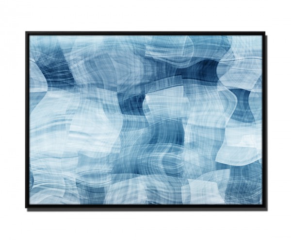 105x75cm Leinwandbild Petrol Abstrakt Kunst monochrome chaotischen Wellen